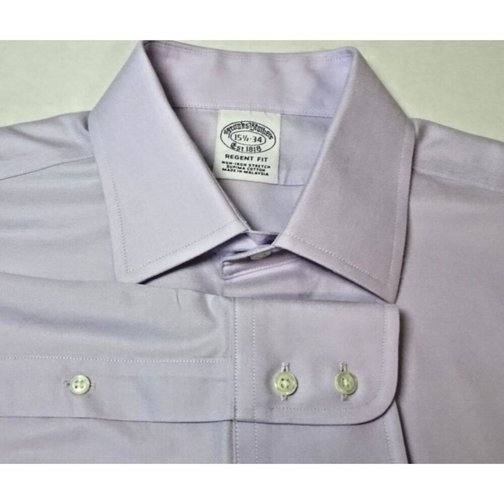 Brooks Brothers Regent Shirt Mens 15.5 x34 Lavender Supima Stretch LS Non-Iron